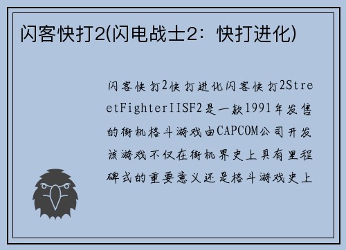 闪客快打2(闪电战士2:快打进化)